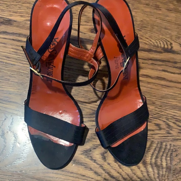 YSL Black Ankle Strap Stiletto Sandal - Picture 3 of 10